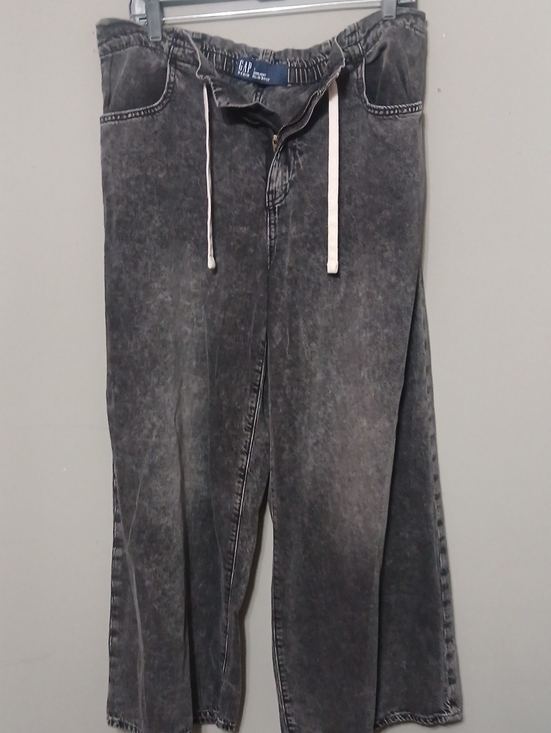 GAP Denim - GAP Washed Black Baggy Wide Leg Drawstring Jeans